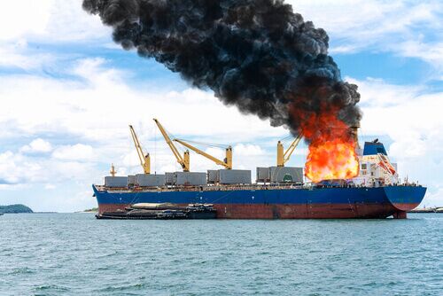maritime accident ship on fire