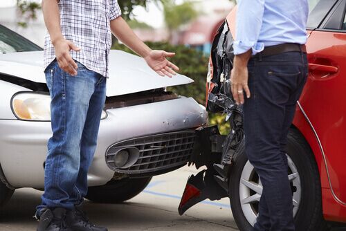 people talking after car accident